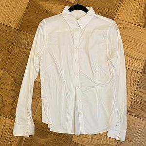 Banana Republic white non iron fitted stretch petite collared shirt in 4P!